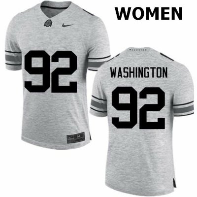 Women's Ohio State Buckeyes #92 Adolphus Washington Gray Nike NCAA College Football Jersey Outlet XVW5244TK